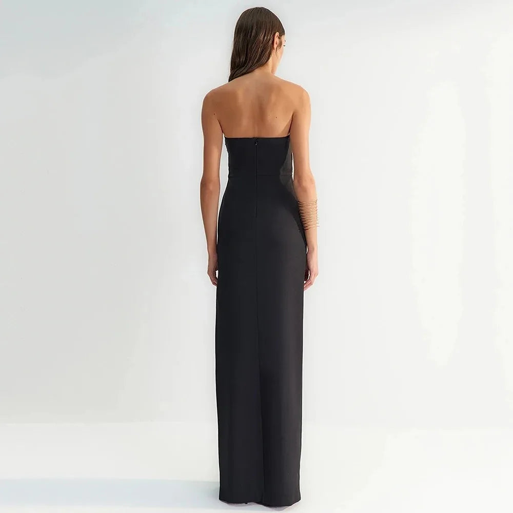 Black Pink Color Women Sexy Strapless Shinning Sequins Bodycon Bandage Long Dress Celebrate Fashion Birthday Party Outfit