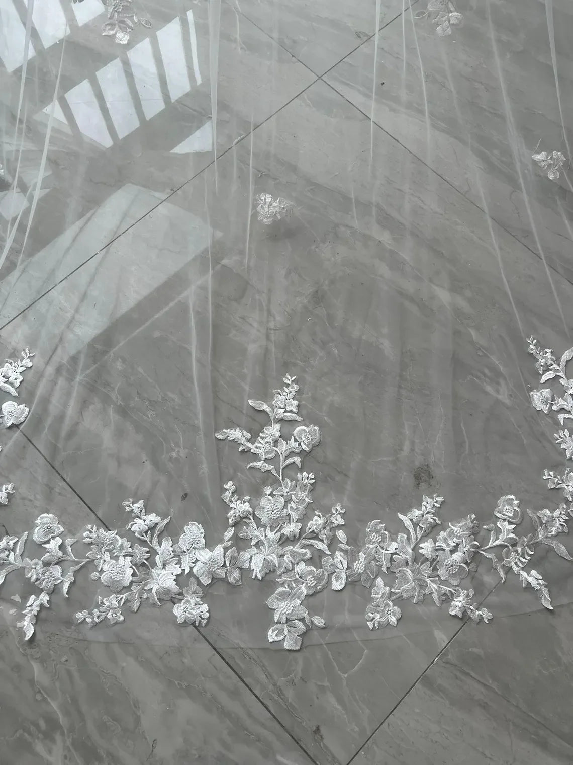 Lace Bridal Cape Veil in White Off-white Ivory Cathedral Wedding Veil