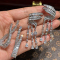 Silver Color CZ Zircon Bridal Earrings Cubic Zirconia Wedding Earring For Women Bride Accessories Dinner Party Dress Jewelry
