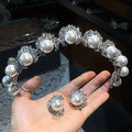 Bridal Hair Jewelry Crystal Pearl Tiaras and Crowns Rhinestones Diadem For Bride Princess Queen Headband Wedding Accessories a
