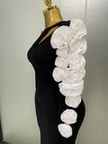 Sexy One Shoulder Key Hole Flower Maxi Long Bodycon Bandage Dress Women Knitted Elegant Evening Club Party Outfit