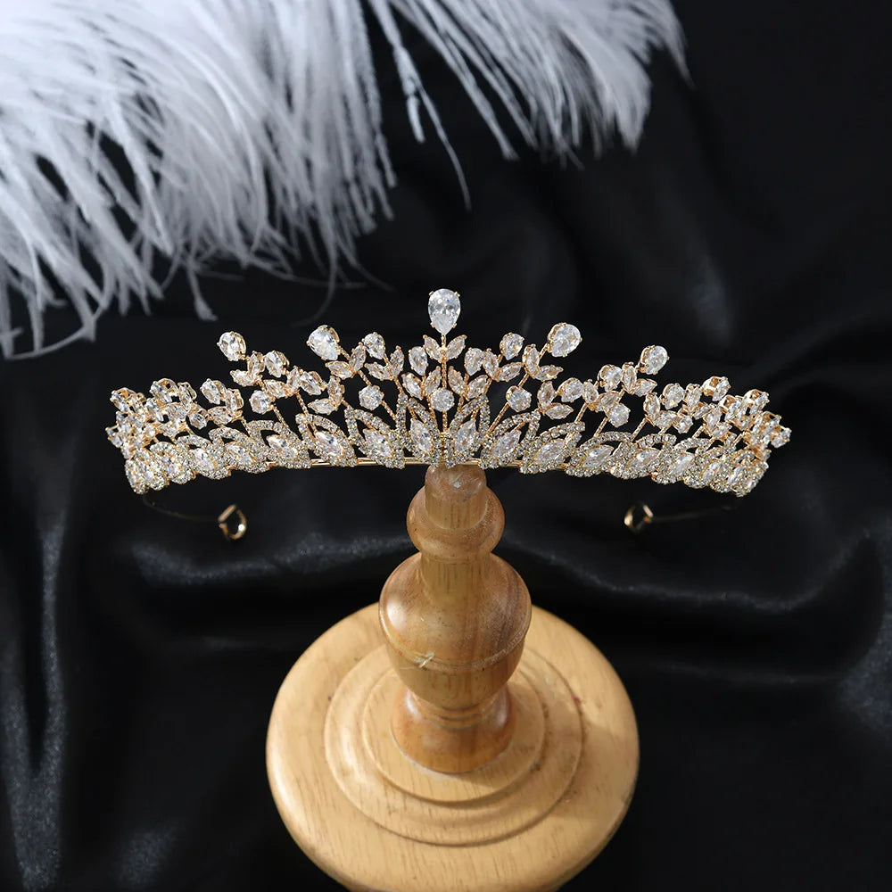 Luxury Princess Crown for Women Girl Crystal Zircon Bridal Tiaras Crowns Wedding Headpiece 15 Years Party Hair Jewelry Headwear as picture 3