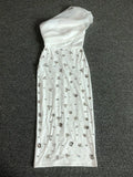 Sexy Women Light Luxury Nail Bead Dress with Slant Neck and Sleeveless Bodycon Flute Patchwork Dress Evening Party Vestidos