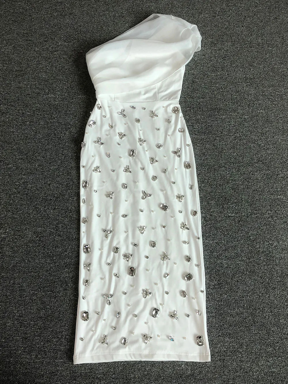 Sexy Women Light Luxury Nail Bead Dress with Slant Neck and Sleeveless Bodycon Flute Patchwork Dress Evening Party Vestidos
