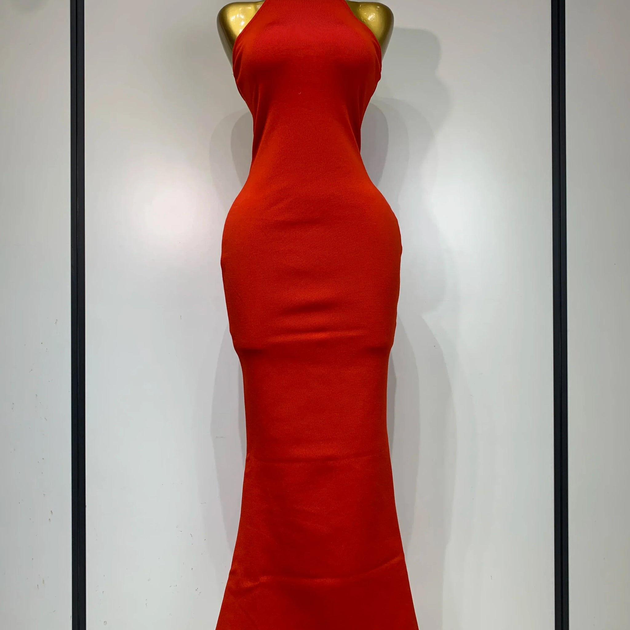 Luxury Birthday Bandage Dress Women Elegant Red Halter Backless Celebrity Evening Party Wedding Gowns Club Gala Dresses Red