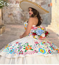Customized Mexican Charro Quinceanera Dresses 2025 Sweetheart Ball Gown Lace Up Colorful Embroidery Fifteen Birthday Party Dress