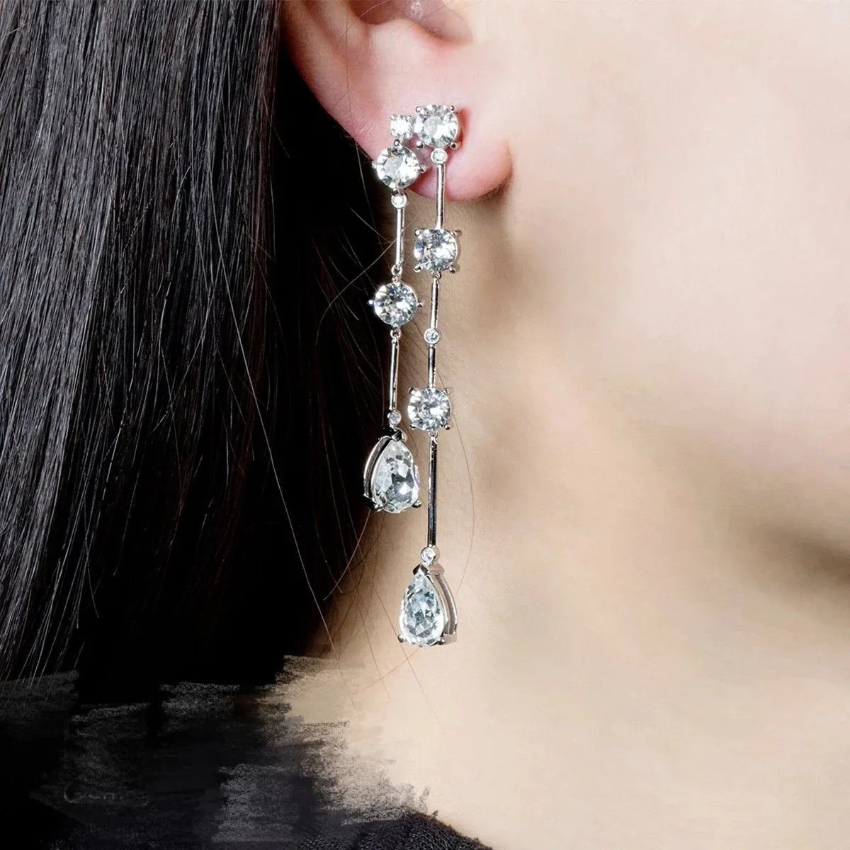 Luxury Zircon Wedding Earrings Cubic Zirconia Bridal Water Drop Earring For Bride Accessories Women Evening Party Dress Jewelry