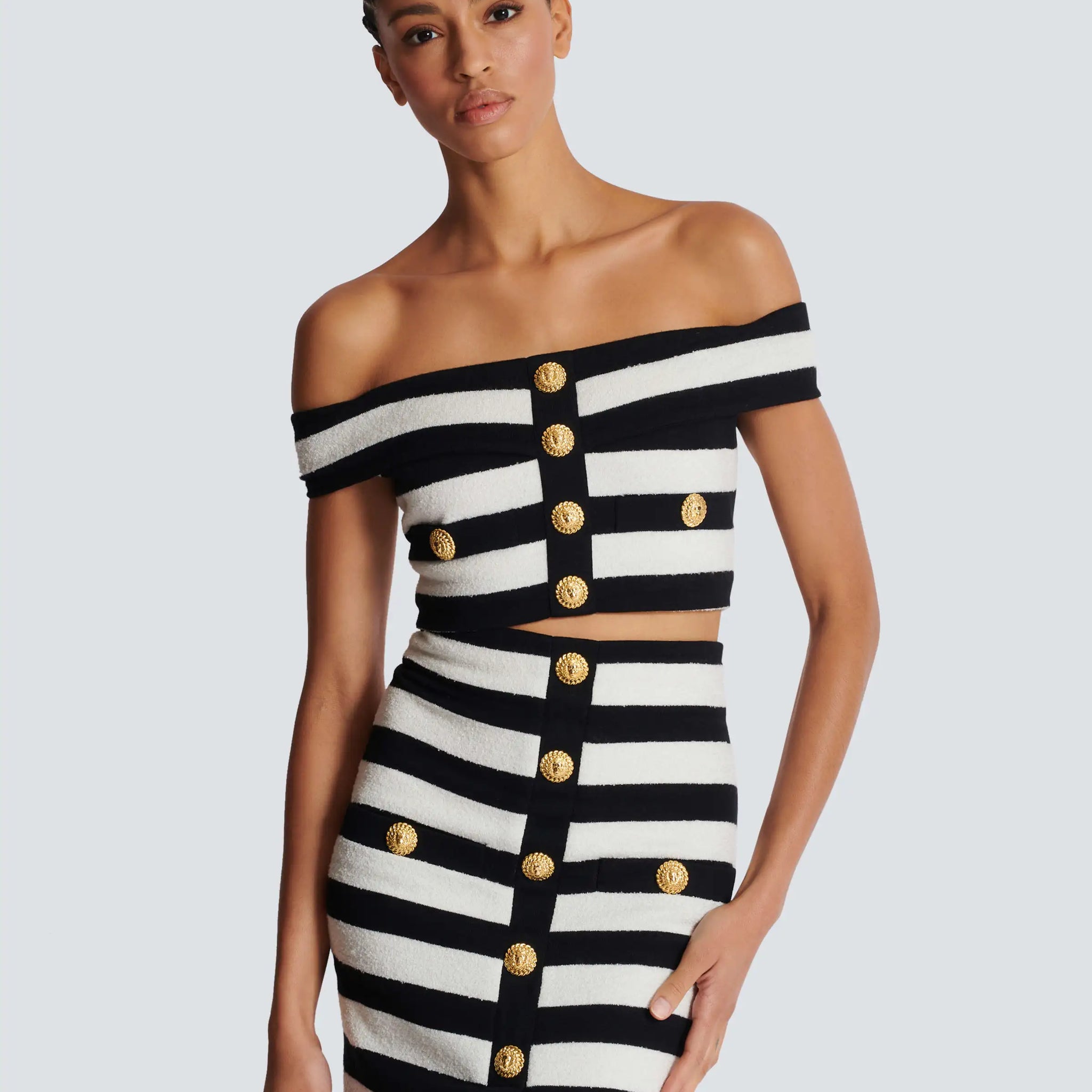 High Quality Women Sexy Slash Neck Striped 2 Pieces Bodycon Bandage Dress 2 Pieces Celebrate Evening Party Cocktail Dress black