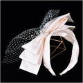 Vintage Bridal Headbands Wedding Party Fascinator Veil Women Satin Bowknot Hairband With Face Veils For Bride Headdress Headwear