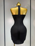 Women Sexy Backless Diamonds Sparkly Black Bodycon Bandage Dress Elegant Evening Club Luxury Birthday Party Dresses