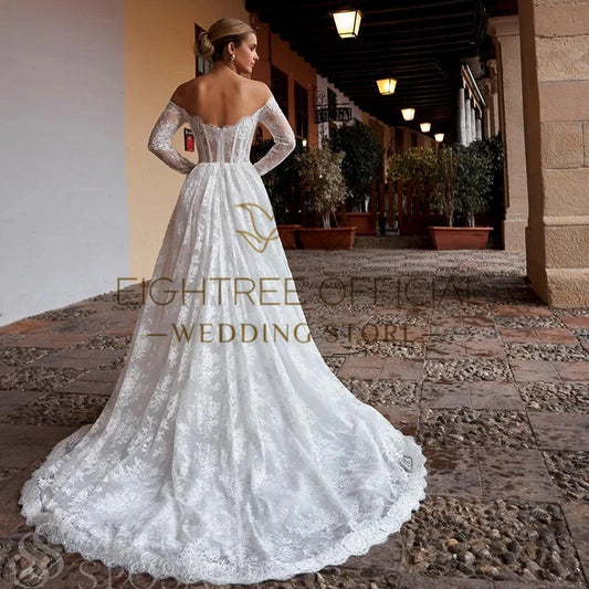 Elegant Princess Wedding Dresses A-Line Sweetheart Long Sleeve Wedding Gown Boho Bridal Prom Dress bestidos de novia - Camilla's