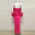 New Women Celebrity Sexy Key Hole Beading Diamonds Pink Maxi Long Bodycon Bandage Dress Elegant Evening Club Party Dress