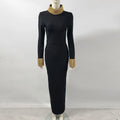 Elegant Women Light Luxury Nail Bead Design Bandage Dress High Collar Long Sleeve Bodycon Long Dress Evening Party Vestidos Gold