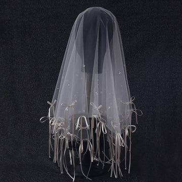 Short Bridal Veil Bowknot Flower Wedding Veils For Evening Dinner Party Dress Women Gift Hair Accessories Brides Jewelry b
