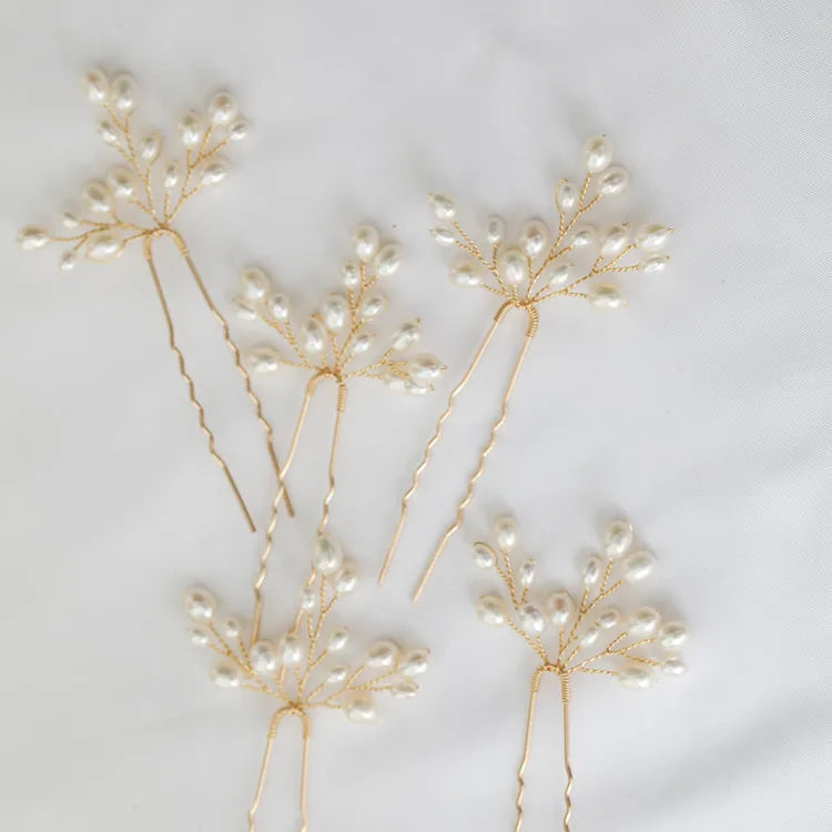 Wedding Accessories Freshwater Pearls Hair Pins Clips Vintage Gold Silver Color Hairpins For Brides Head Pieces Bridal Jewelry gold color