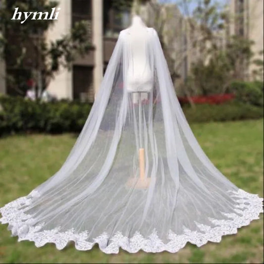 Cathedral Length Wedding Accessories Cape Veil Bridal Cloak Lace Shoulder Cape Veil