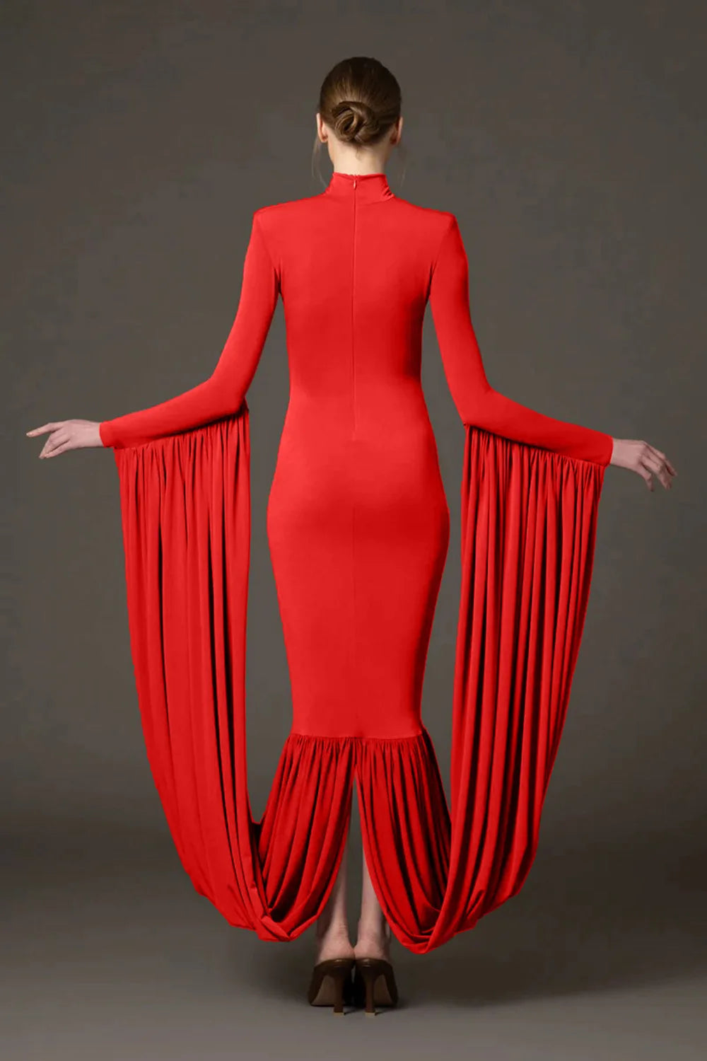 Red Women Long Sleeve Sexy Bodycon Long Dress Celebrate Evening Party Prom Fashion Cocktail Outfit High Quality