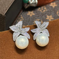 Colorful AAA Zircon Bridal Earrings CZ Cubic Zirconia Pearl Wedding Earring For Bride Women Accessories Birthday Gifts Jewelry