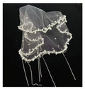 Short Wedding Veils Flower Pearl Bridal Veil For Evening Party Dress Women Girl Hair Accessories Brides Jewelry a