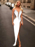 Women Sexy Strapless Shinning Rhinestones Bodycon Bandage Long Dress Fashion Celebrate Evening Party Vestido
