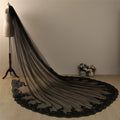 3.5 Meters Sequined Veil Black Lace Bridal Veil Metal Comb