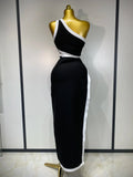 Women Celebrity Sexy One Shoulder Cut Out Split Maxi Long Bodycon Bandage Dress Elegant Evening Club Birthday Party Dress
