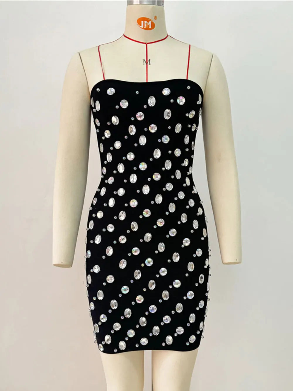 Spring Sexy Women's Light Luxury Nail Bead Bandage Dress Strapless Sleeveless Bodycon Bareback Mini Dresses Party Vestidos