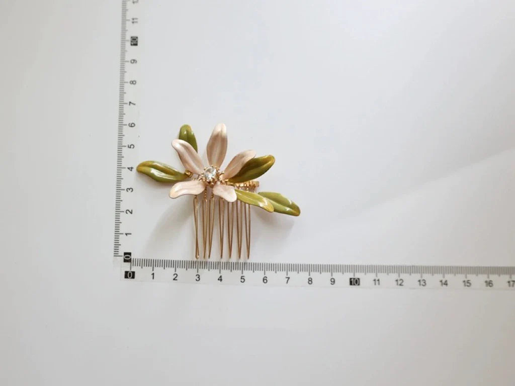 Bridal Jewelry Flower Hair Comb Pin Clip Gold Color Hairpin For Brides Leaf Crystal Rhinestones Head Pieces Wedding Accessories c