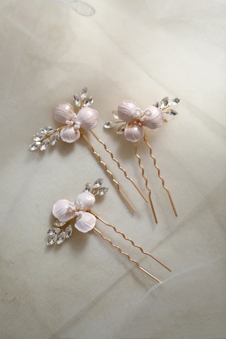 Wedding Accessories Flower Hair Pin Clip Vintage Gold Color Hairpin For Brides Bridesmaids Girl Party Head Piece Bridal Jewelry crystal