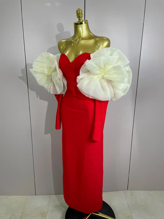 Women Sexy Off Shoulder Red Bodycon Bandage Dress Long Sleeved Celebrity Elegant Backless Dress Luxury Birthday Dresses