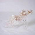 Bridal Hair Accessories Gold Color Headband Headpiece Pearl Hairband For Women Bride Flower Leaf Headdress Crown Wedding Jewelry