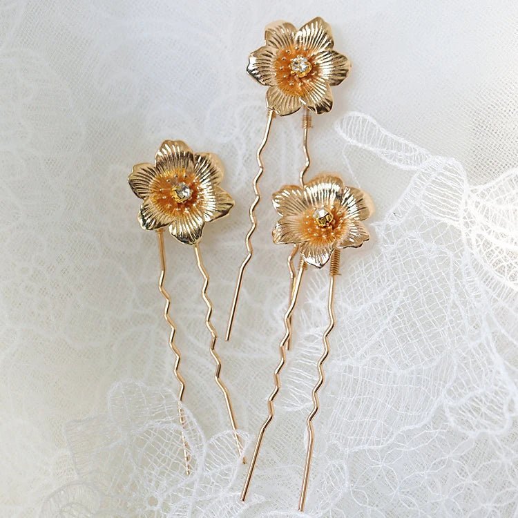Bridal Jewelry Flower Head Pieces Pearl Hair Comb Pin For Bride Bridesmaids Women Vintage Gold Color Hairpin Wedding Accessories K04