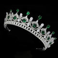 CZ Green Zirconia Tiaras and Crowns AAA Zircon Diadem For Brides Women Pageant Prom Wedding Accessories Bridal Hair Jewelry