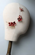 Wedding Accessories Red Flower Hair Comb Pin Clip Leaf Hairpin For Brides Bridesmaids Women Girl Head Pieces Bridal Jewelry 2