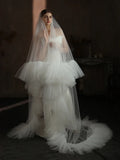 White Bridal Veil Long Lace Wedding Veils For Brides Evening Dinner Party Dress Women Girl Gifts Hair Accessories Jewelry