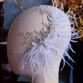 Wedding Hair Accessories Feather Headband Hairband Silver Color Headwear For Brides Women Crystal Opal Headpieces Bridal Jewelry