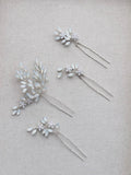 Flower Hair Clip Pin Vintage Gold Silver Color Head Piece For Brides Bridesmaids Opal Hairpin Wedding Accessories Bridal Jewelry
