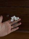 Bridal Jewelry Porcelain Flower Hair Comb Pin Pearl Hairpin For Brides Bridesmaids Silver Color Head Pieces Wedding Accessories