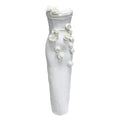 White Color Women Sexy Strapless Florals Off the Shoulder Bodycon Bandage Mid-calf Dress Celebrate Evening Party Vestido