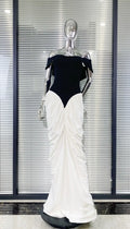 Top Quality Women Sexy Slash Neck Off the Shoulder Laced-up Bodycon Floor-length Dress Evening Party Celebrate Cocktail Outfit WHITE