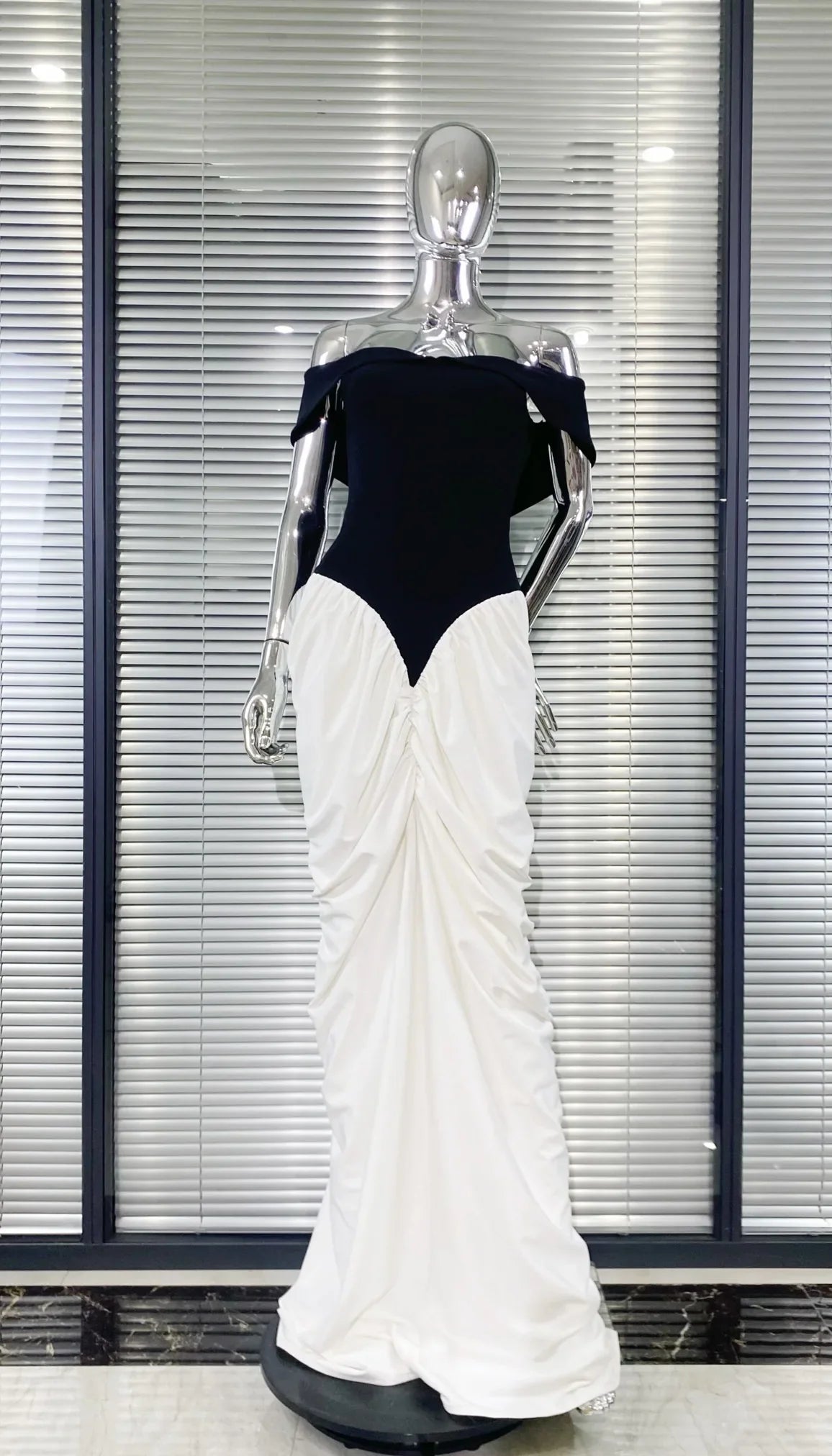 Top Quality Women Sexy Slash Neck Off the Shoulder Laced-up Bodycon Floor-length Dress Evening Party Celebrate Cocktail Outfit WHITE