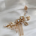 Opal Rhinestones Crystal Hair Comb Pin Clip Gold Color Head Piece Brides Flower Leaf Hairpins Wedding Accessories Bridal Jewelry 166