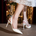 Luxury Rhinestones Satin Pleated Women Pumps Elegant Pointed toe Thin High heels Spring Summer Female Slingbacks Party Shoes