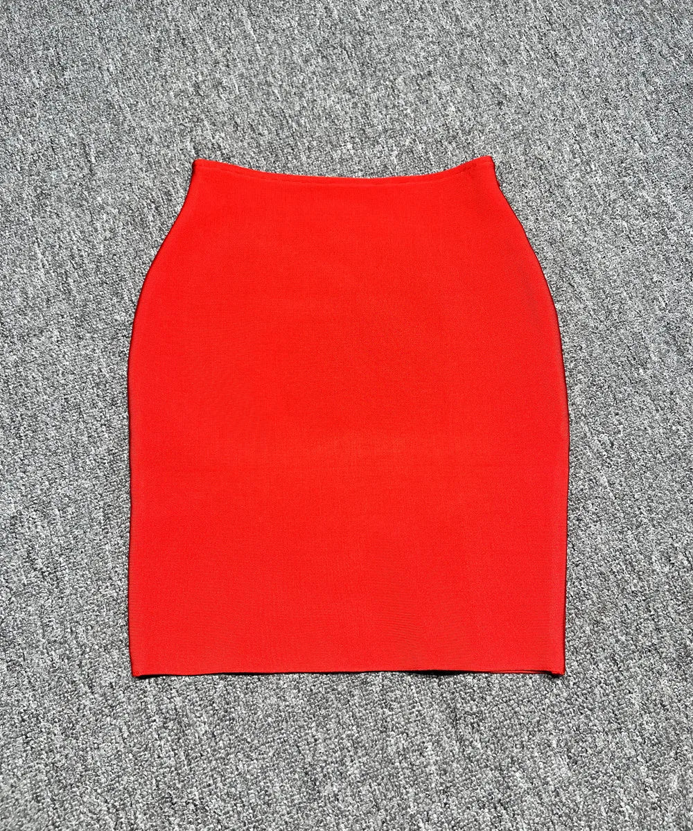 2024 New Women's Bandage Skirt Fashion Versatile Solid Color Tight Mini Skirt Black Red Orange Khaki White Pink Bandage Skirt Red