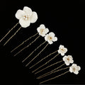 Porcelain Flower Hairpins White Floral Hair Pins Clips For Brides Bridesmaids Head Pieces Wedding Accessories Bridal Jewelry a