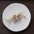 Wedding Accessories Flower Leaf Hair Comb Clip Pin Pearl Crystal Hairpin For Brides Women Gold Color Head Piece Bridal Jewelry a