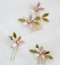 Bridal Jewelry Flower Hair Comb Pin Clip Gold Color Hairpin For Brides Leaf Crystal Rhinestones Head Pieces Wedding Accessories d