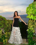 Black White Beige Women Sexy Strapless Off the Shoulder Mesh Long Dress High Street Celebrate Evening Party Birthday Outfit
