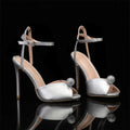 Luxury Pearls Rhinestones Peep toe Women Pumps Sandals Sexy Ankle Strap High Heels Summer Bridal Wedding Party Shoes Sandals