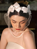 White Hairband Headband Face Veil Headpiece Headdress Bride Women Party Dinner Headwear Bridal Jewelry Wedding Hair Accessories